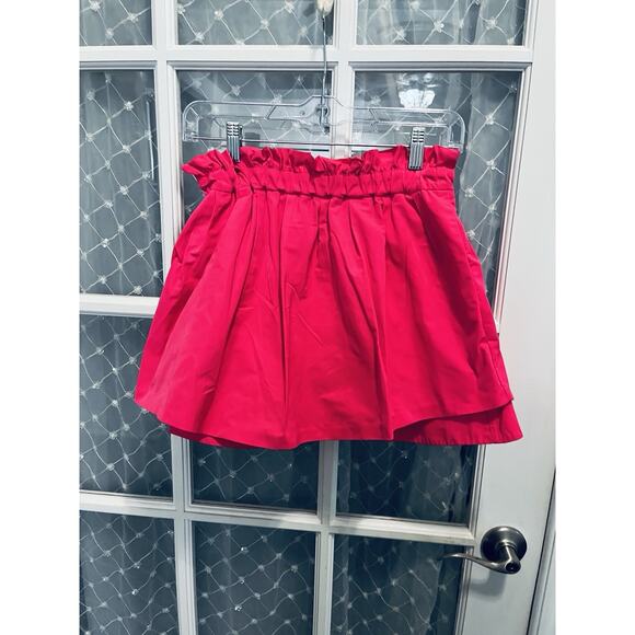 Suno Women’s Size 2 Mini Skirt Paper bag Poplin Layered Fushia Pink Doll Party - Picture 4 of 7